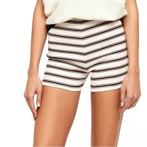 Lioness Black, White & Burgundy Striped High Waist Shorts
